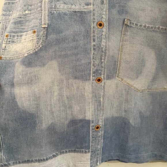 Large Tsumori Chisato Room Issey Miyake Denim Print Knit Dress Cat Paws - Picture 3 of 9